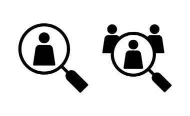 Web ve mobil uygulama için simge vektörü işe alınıyor. Arama işi boşluk işareti ve sembol. İnsan kaynakları konsepti. İşe alım.