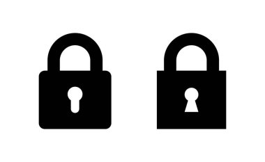 Web ve mobil uygulama için simge vektörünü kilitle. Asma kilit işareti ve sembol. Şifreleme simgesi. Güvenlik sembolü
