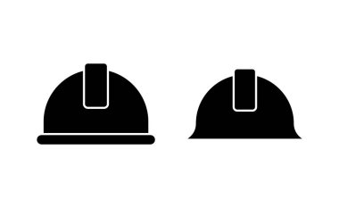 Web ve mobil uygulama için kask simgesi vektörü. Motosiklet kaskı tabelası ve sembolü. İnşaat miğferi simgesi. Güvenlik kaskı