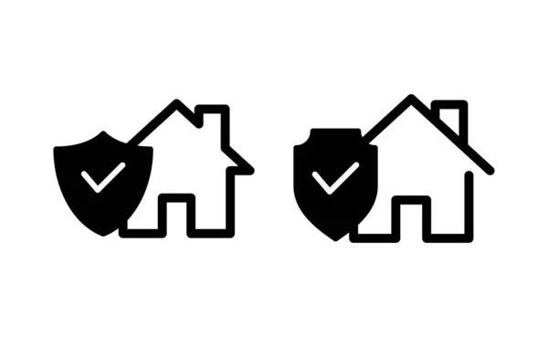 ウェブアプリやモバイルアプリのホーム保険アイコンベクトルです 家の保護記号と記号 — ストックベクタ