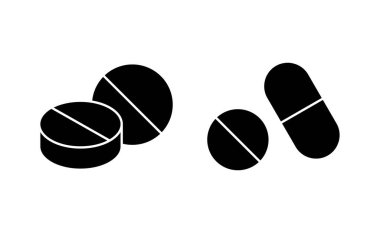 İnternet ve mobil uygulama için hap ikonu vektörü. Kapsül simgesi. Uyuşturucu işareti ve sembol