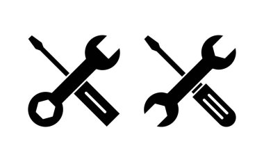 Web ve mobil uygulama için simge vektörünü onar. araç işareti ve sembol. Simge ayarlanıyor. İngiliz anahtarı ve tornavida. Servis