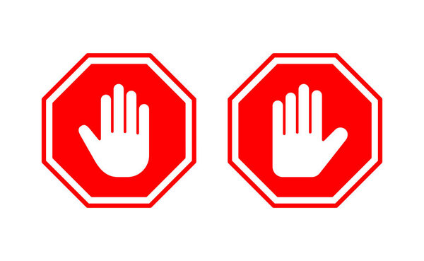 Stop icon vector for web and mobile app. stop road sign. hand stop sign and symbol. Do not enter stop red sign with hand