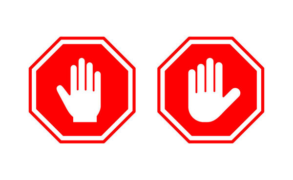 Stop icon vector for web and mobile app. stop road sign. hand stop sign and symbol. Do not enter stop red sign with hand