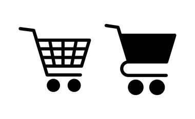 Web ve mobil uygulama için ikon vektörü alınıyor. Alışveriş arabası işareti ve sembol. Trolley simgesi