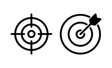Web ve mobil uygulama için hedef simge vektörü. hedef simge vektörü. hedef pazarlama işareti ve sembol