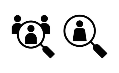 Web ve mobil uygulama için simge vektörü işe alınıyor. Arama işi boşluk işareti ve sembol. İnsan kaynakları konsepti. İşe alım.