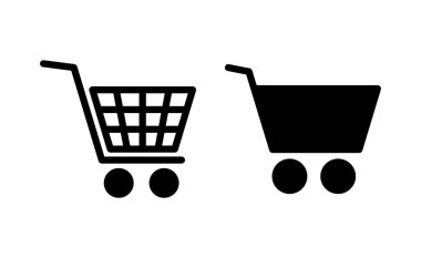 Web ve mobil uygulama için ikon vektörü alınıyor. Alışveriş arabası işareti ve sembol. Trolley simgesi