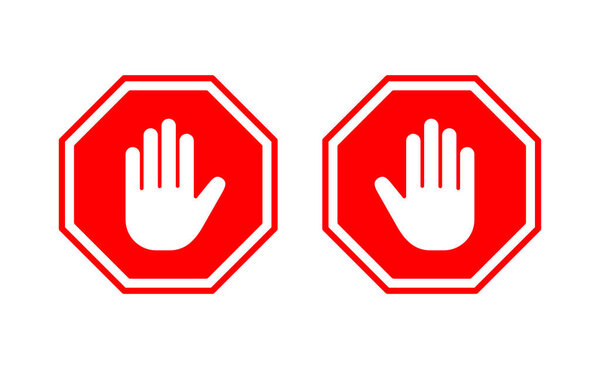 Stop icon vector for web and mobile app. stop road sign. hand stop sign and symbol. Do not enter stop red sign with hand