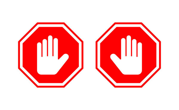 Stop icon vector for web and mobile app. stop road sign. hand stop sign and symbol. Do not enter stop red sign with hand