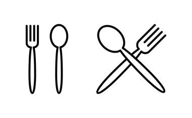 Web ve mobil uygulama için kaşık ve çatal simgesi vektörü. kaşık, çatal ve bıçak ikonu vektörü. Restoran işareti ve sembolü
