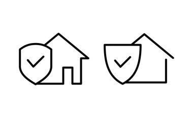 İnternet ve mobil uygulama için ev sigortası ikonu vektörü. ev koruma işareti ve sembol