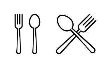 Web ve mobil uygulama için kaşık ve çatal simgesi vektörü. kaşık, çatal ve bıçak ikonu vektörü. Restoran işareti ve sembolü
