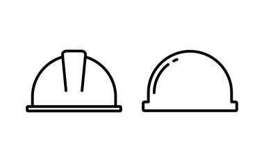 Web ve mobil uygulama için kask simgesi vektörü. Motosiklet kaskı tabelası ve sembolü. İnşaat miğferi simgesi. Güvenlik kaskı