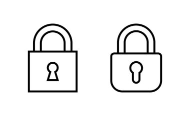 Web ve mobil uygulama için simge vektörünü kilitle. Asma kilit işareti ve sembol. Şifreleme simgesi. Güvenlik sembolü