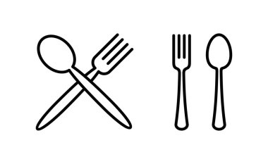 Web ve mobil uygulama için kaşık ve çatal simgesi vektörü. kaşık, çatal ve bıçak ikonu vektörü. Restoran işareti ve sembolü