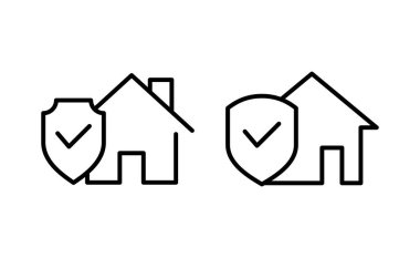İnternet ve mobil uygulama için ev sigortası ikonu vektörü. ev koruma işareti ve sembol
