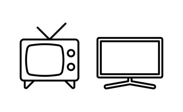 网络应用和移动应用的电视图标矢量 电视信号和符号 — 图库矢量图片