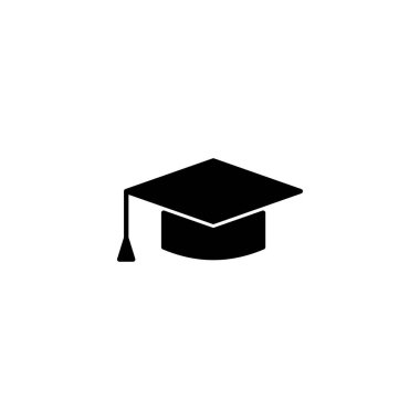 Eğitim ikonu. Mezuniyet şapkası işareti ve sembol. Mezun olmak. Öğrenci şapkası