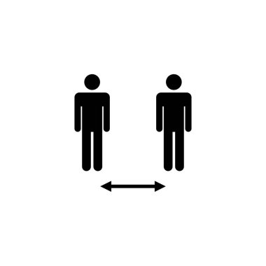 Sosyal uzaklık simgesi. Sosyal uzaklık işareti ve sembol. Kendini karantina işareti