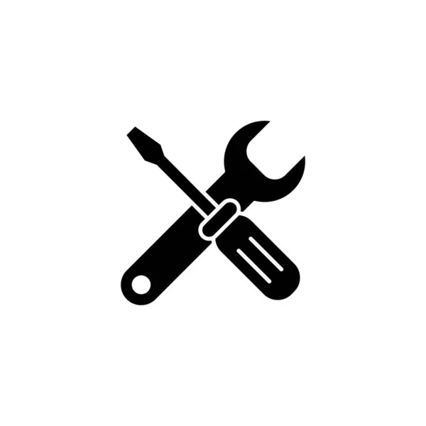 Reparatie Gereedschap Icoon Gereedschapsteken Symbool Instelling Pictogram Wrench Schroevendraaier Dienst — Stockvector