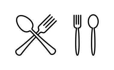 Web ve mobil uygulama için kaşık ve çatal simgesi vektörü. kaşık, çatal ve bıçak ikonu vektörü. Restoran işareti ve sembolü