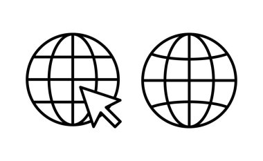 Web ve mobil uygulama için web simgesi vektörü. Web tabelalarına ve sembollere git. Web tıklama simgesi. Genel arama simgesi