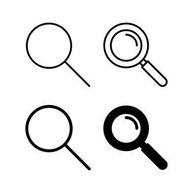 Web ve mobil uygulama için simge vektörü ara. Büyüteç işareti ve sembolü ara