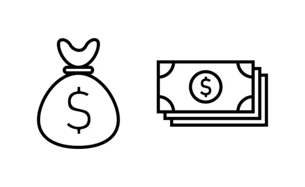 Vector Pictograme Bani Pentru Aplicații Web Mobile Semnul Simbolul Banilor — Vector de stoc