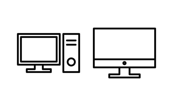 Computer Icon Vector Web Mobile App Computer Monitor Sign Symbol — Stock Vector