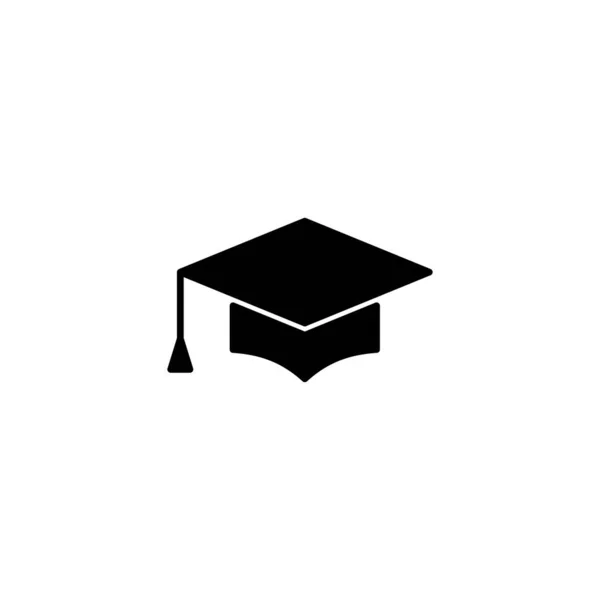 Icona Dell Educazione Graduation Cap Segno Simbolo Laureato Tappo Studenti — Vettoriale Stock