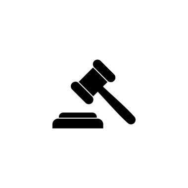 Gavel ikonu. Yargıç tokmak işareti ve sembol. Kanun simgesi. Açık arttırma çekici