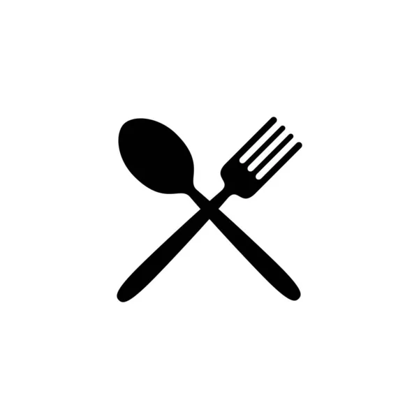 Löffel Und Gabel Restaurant Schild Und Symbol — Stockvektor