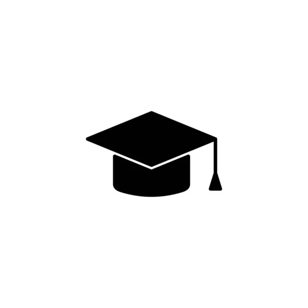 Icona Dell Educazione Graduation Cap Segno Simbolo Laureato Tappo Studenti — Vettoriale Stock