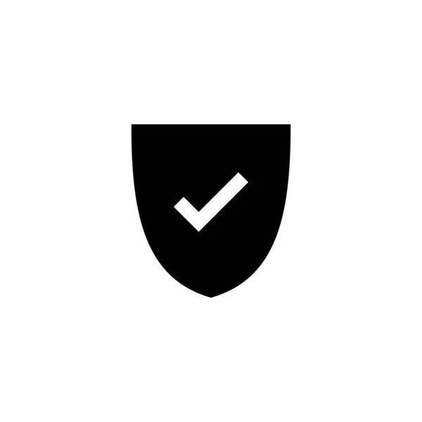 Icono Marca Verificación Escudo Protección Aprueba Signo Icono Seguro — Vector de stock