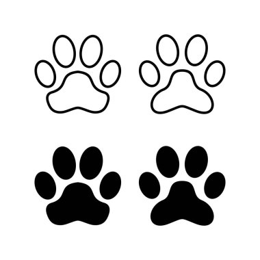Web ve mobil uygulama için Paw simgesi vektörü. Pençe izi ve sembol. köpek ya da kedi pençesi