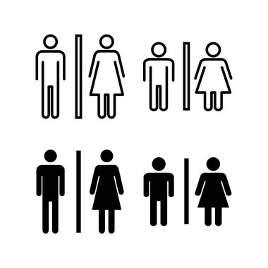 Web ve mobil uygulama için tuvalet ikonu vektörü. Kızlar ve erkekler tuvaletleri imzalar ve simgeler. Banyo tabelası. wc, tuvalet
