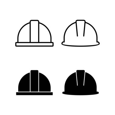 Web ve mobil uygulama için kask simgesi vektörü. Motosiklet kaskı tabelası ve sembolü. İnşaat miğferi simgesi. Güvenlik kaskı