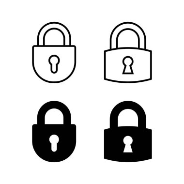 Web ve mobil uygulama için simge vektörünü kilitle. Asma kilit işareti ve sembol. Şifreleme simgesi. Güvenlik sembolü