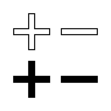 Web ve mobil uygulama için artı eksi simge vektörü. Artı işaret ve sembol. artı simge ekle