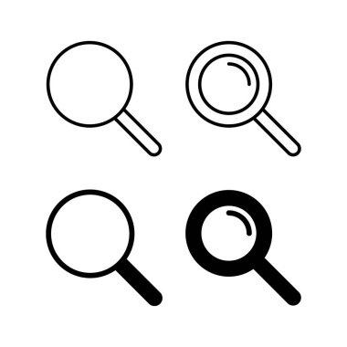 Web ve mobil uygulama için simge vektörü ara. Büyüteç işareti ve sembolü ara