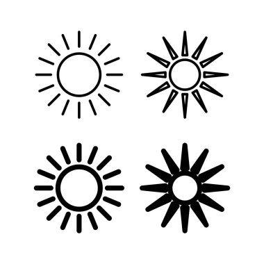 Web ve mobil uygulama için güneş simgesi vektörü. Parlaklık işareti ve sembol.