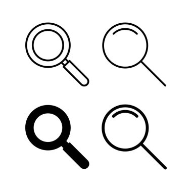 Web ve mobil uygulama için simge vektörü ara. Büyüteç işareti ve sembolü ara