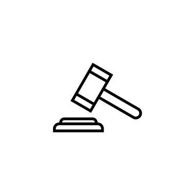 Gavel ikonu. Yargıç tokmak işareti ve sembol. Kanun simgesi. Açık arttırma çekici
