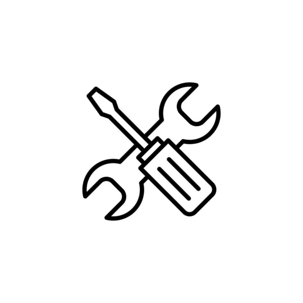 Ikona Narzędzi Naprawczych Znak Narzędzia Symbol Ustawianie Ikony Klucz Śrubokręt — Wektor stockowy