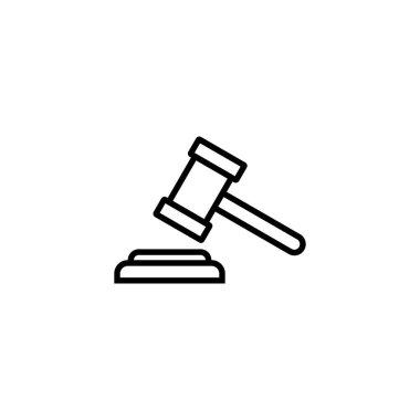 Gavel ikonu. Yargıç tokmak işareti ve sembol. Kanun simgesi. Açık arttırma çekici