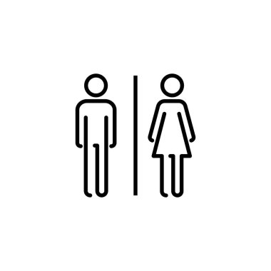 Tuvalet ikonu. Kızlar ve erkekler tuvaletleri imzalar ve simgeler. Banyo tabelası. wc, tuvalet