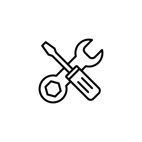Reparatie Gereedschap Icoon Gereedschapsteken Symbool Instelling Pictogram Wrench Schroevendraaier Dienst — Stockvector