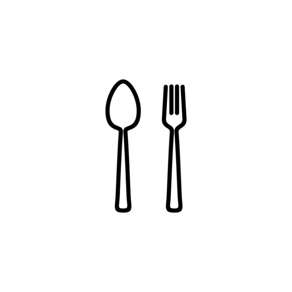 Κουτάλι Και Πιρούνι Εικονίδιο Πινακίδα Και Σύμβολο Εστιατορίου — Διανυσματικό Αρχείο