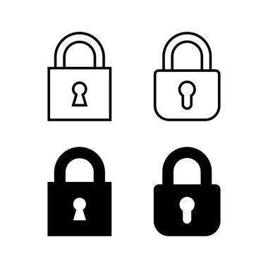 Web ve mobil uygulama için simge vektörünü kilitle. Asma kilit işareti ve sembol. Şifreleme simgesi. Güvenlik sembolü